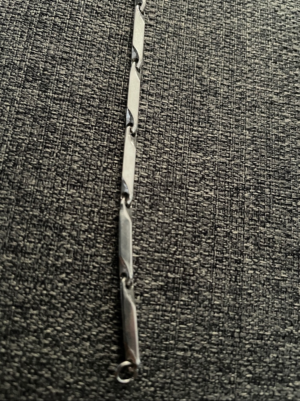 Sleek Silver Geometric Link Bracelet, New - Picture 6 of 8